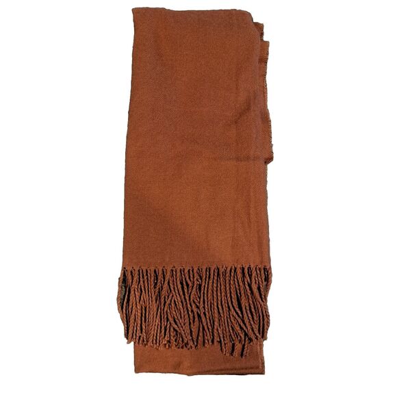Madewell 100% Recycled Polyester Fringe Scarf Wrap Brown Tan 73"×27" Style NH397 - Picture 1 of 12